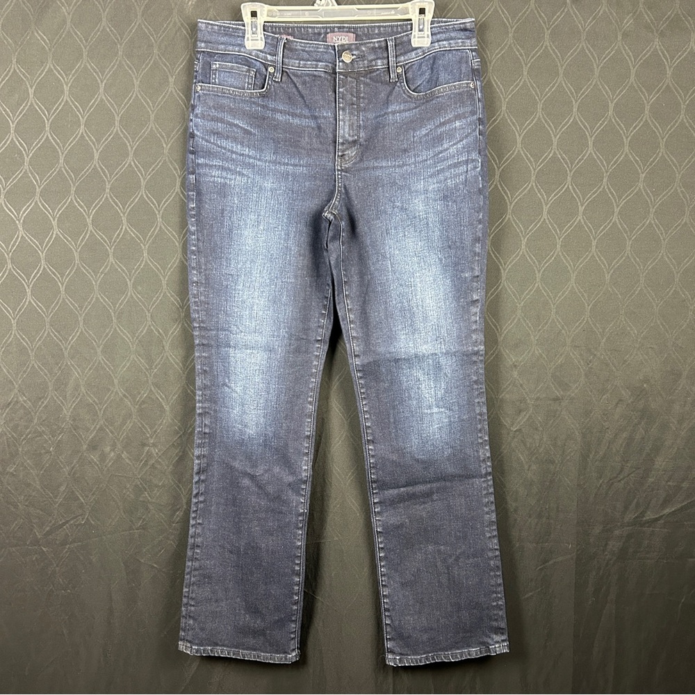 NYDJ Jeans Womens 12 Marilyn Straight Black Lift Tuck High Rise Stretch 33x30